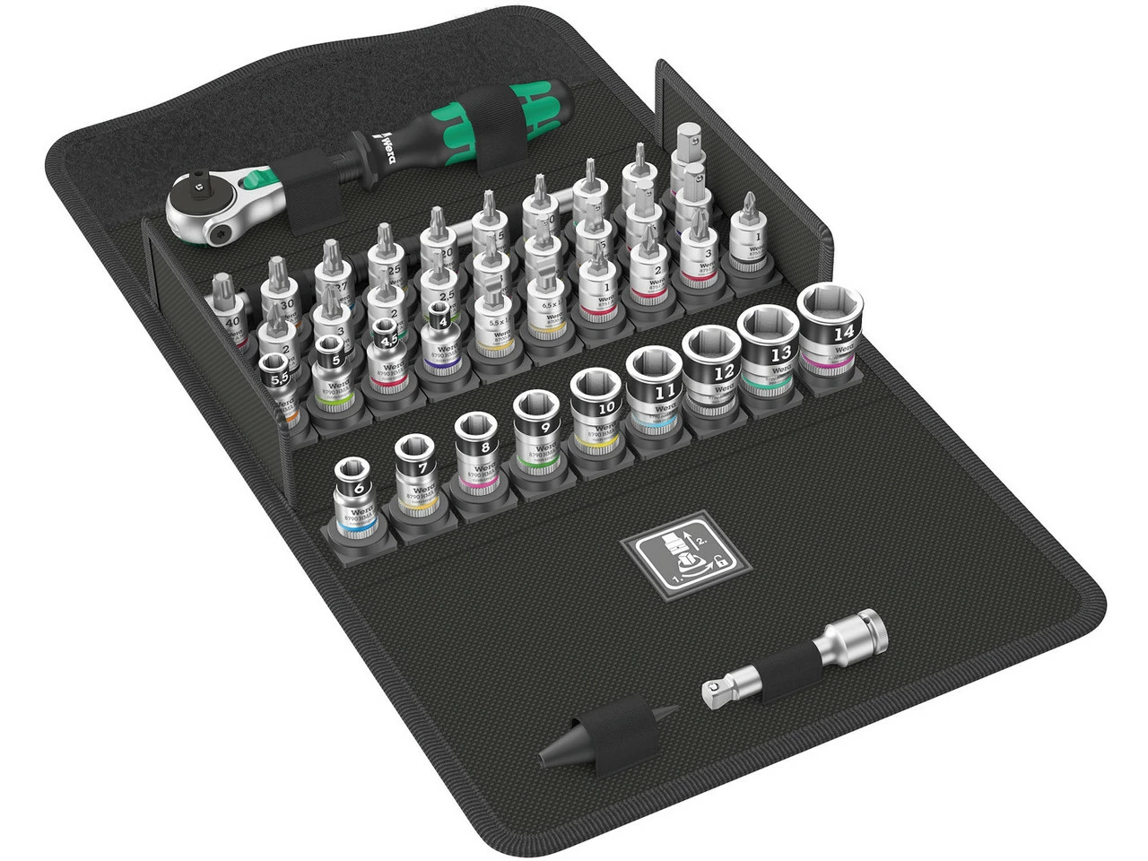 Wera 8100 SA All-in Zyklop Speed Ratsche 1/4" Mit Steckschlüsselsatz 3 Wera 8100 SA All-in Zyklop Speed Ratsche 1/4" Mit Steckschlüsselsatz